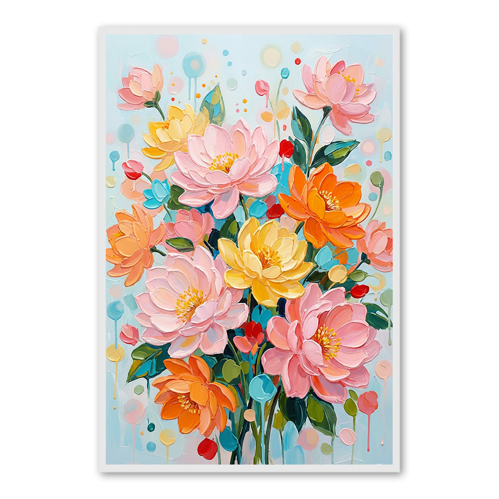 Garden Melody Bloom | Contemporary Abstract Floral Handmade Oil Painting Wall Art