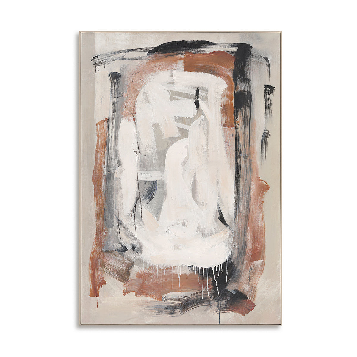 Abstract Expressionism Wall Art Hand-painted Texture Canvas Neutral Tones Modern Large Living Room Decoration