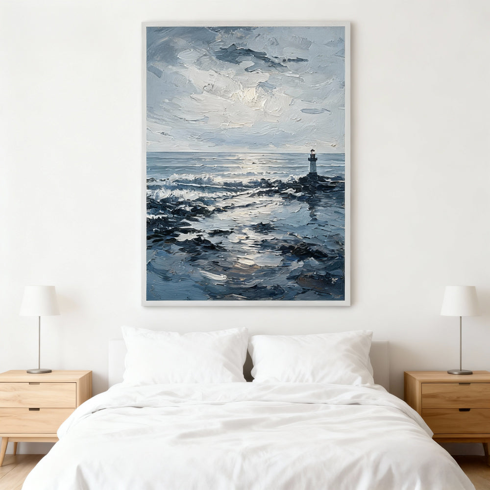 Lighthouse Seascape Theme Painting – Impressionist Style