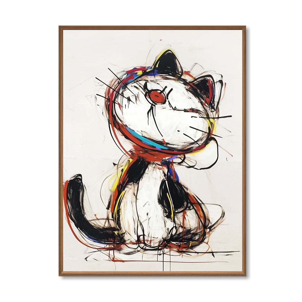 Proud Cat– Modern Abstract Expressionist Painting Wall Art for Living Room or Kids’ Room Decoration