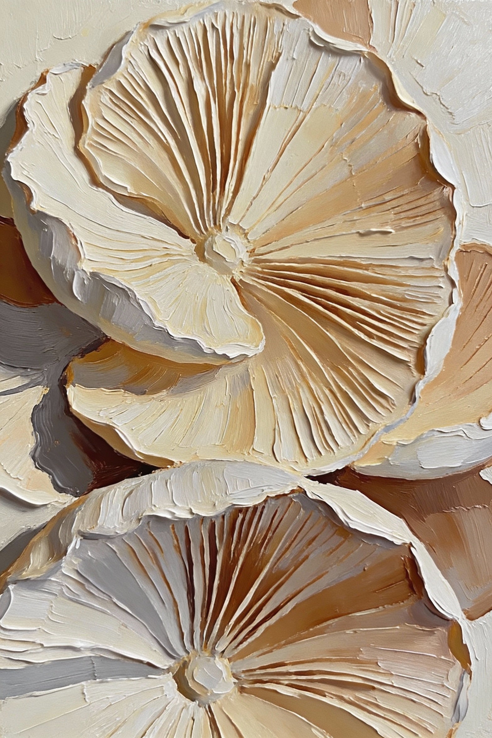 Ivory Petal Rhythm | Modern Abstract Floral Style Handmade Oil Painting Wall Art