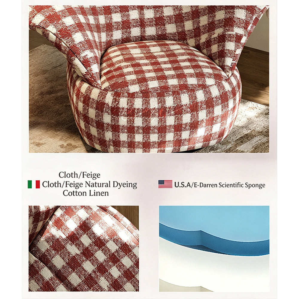 Curved Wingback Jester Style Swivel Chair with Soft Textile Upholstery