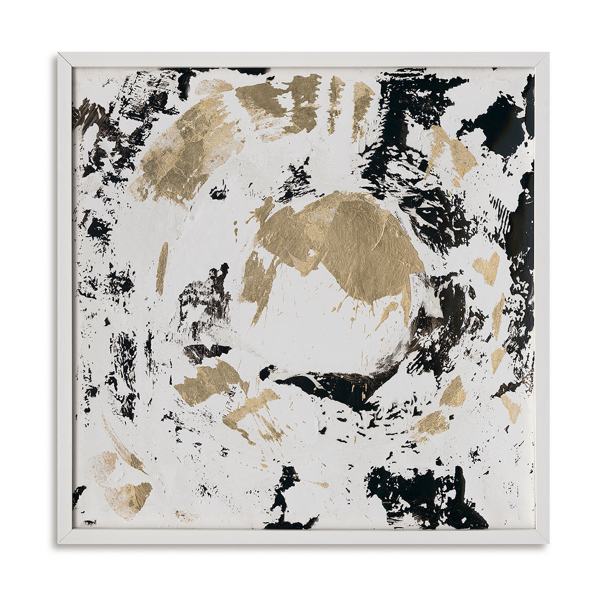 Handgemalte abstrakte Leinwandkunst mit strukturiertem Design in Schwarz und Gold 