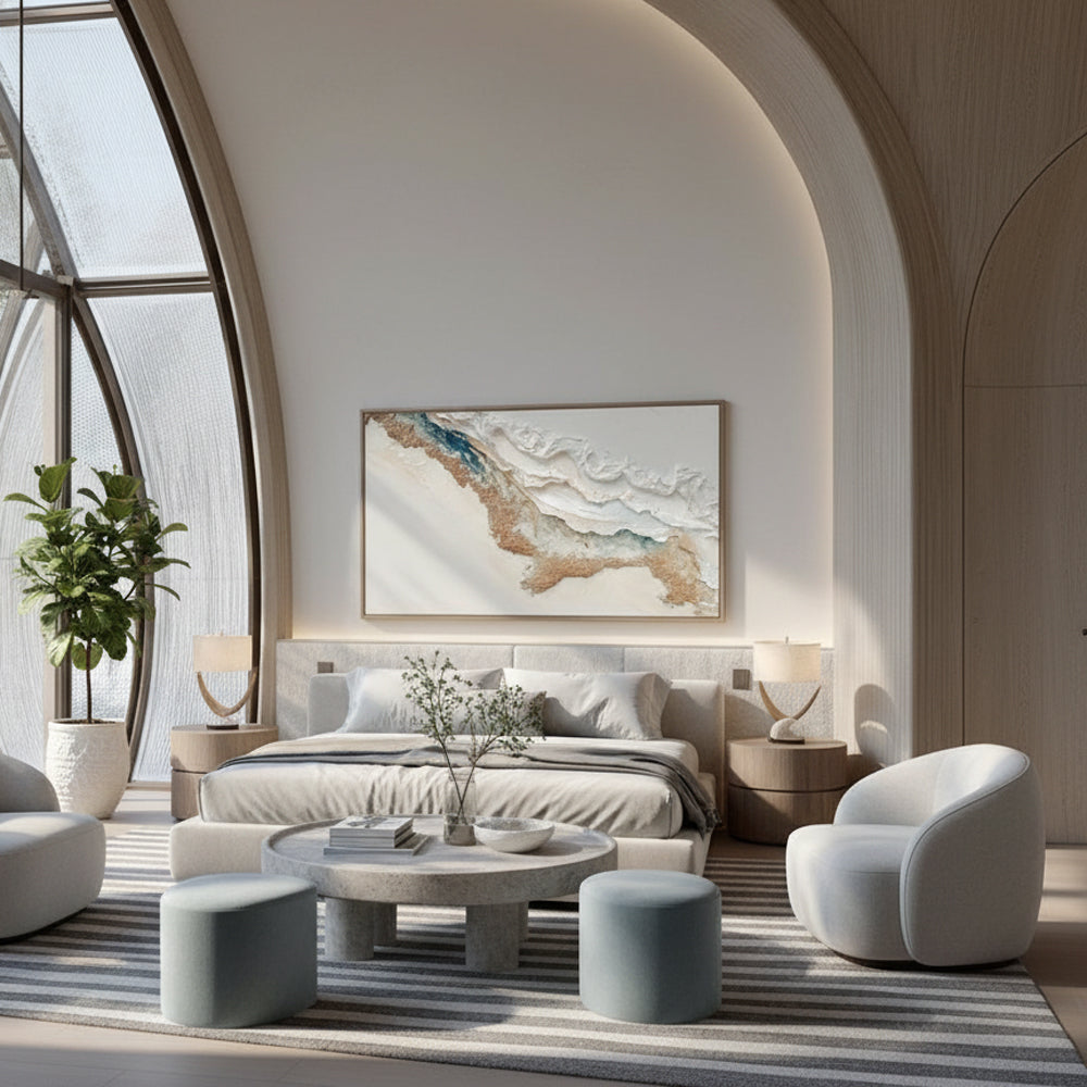 Coastal Drift Contours – Modern Abstract Textured Hand-Painted Oil Wall Art