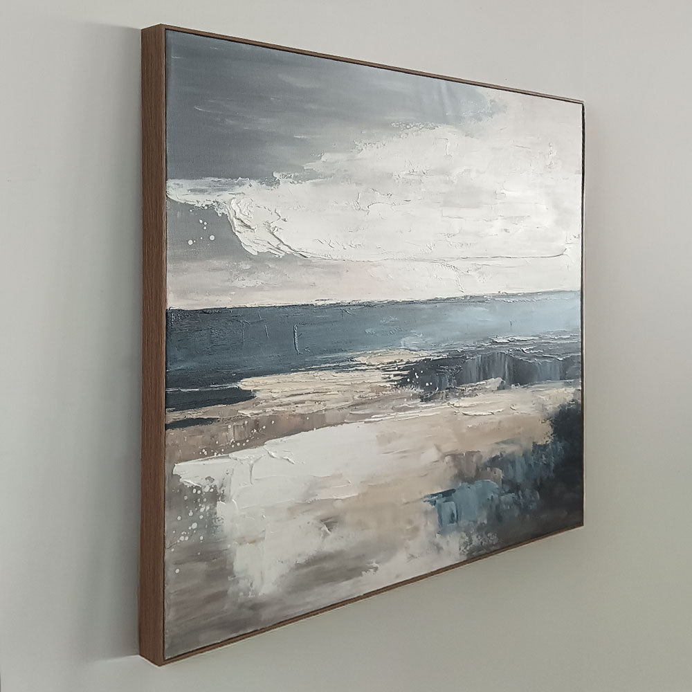 Coastal Horizon Theme Painting – Modern Abstract Style Handmade Oil Painting Wall Art