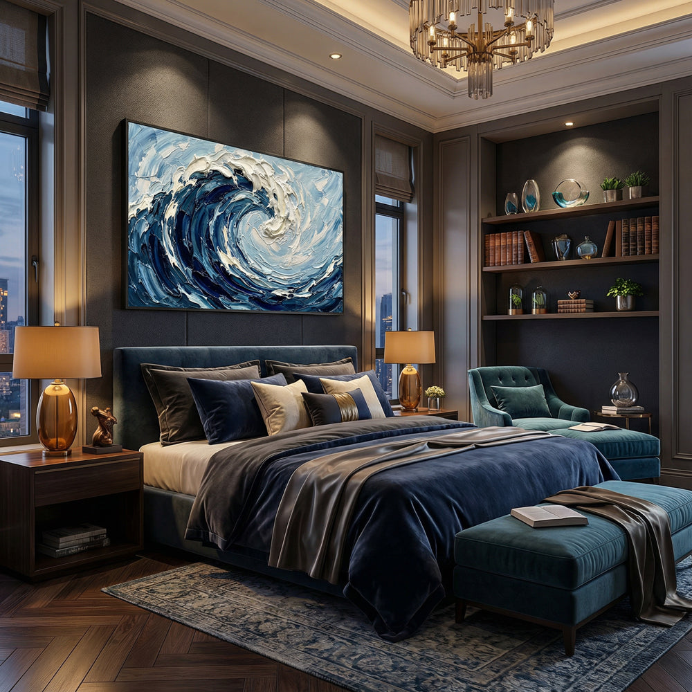 Ocean Vortex Power | Abstract Seascape Expressionist Handmade Oil Painting Wall Art