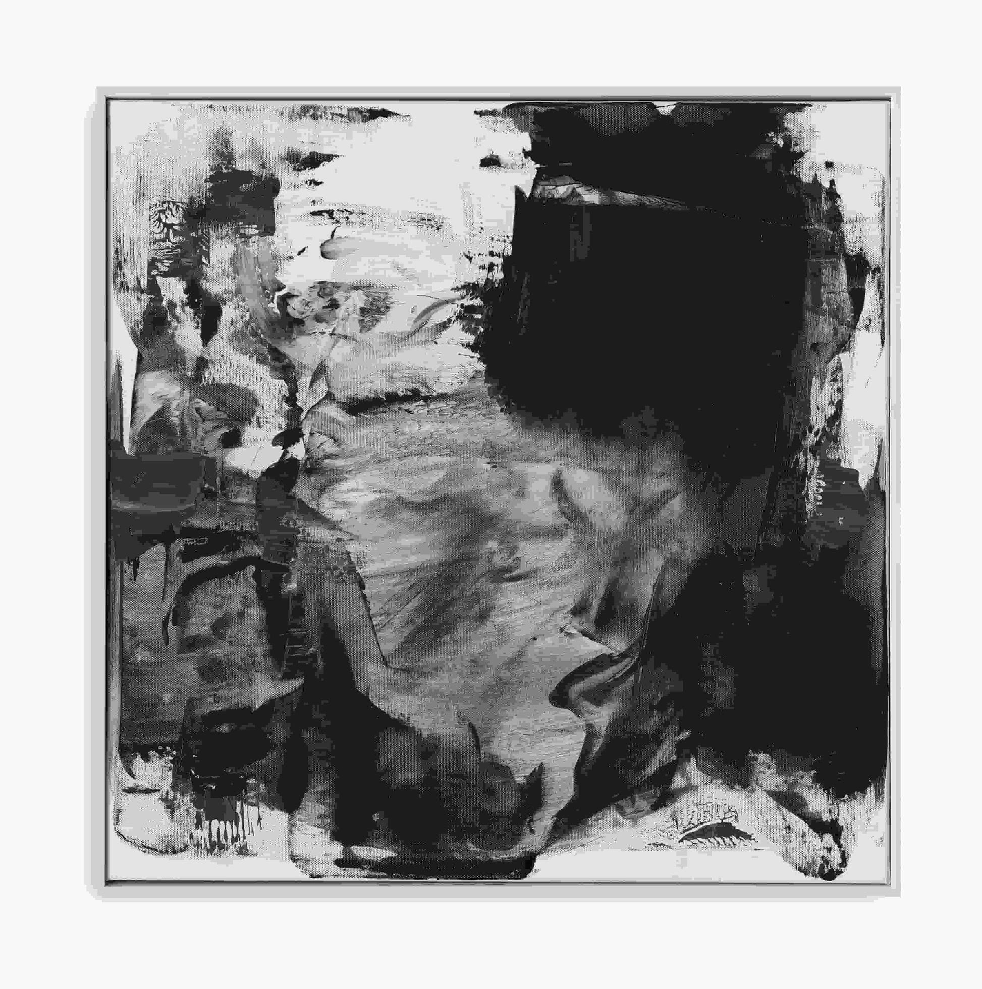 Art mural abstrait original fait à la main – Peinture moderne texturée noire et grise 