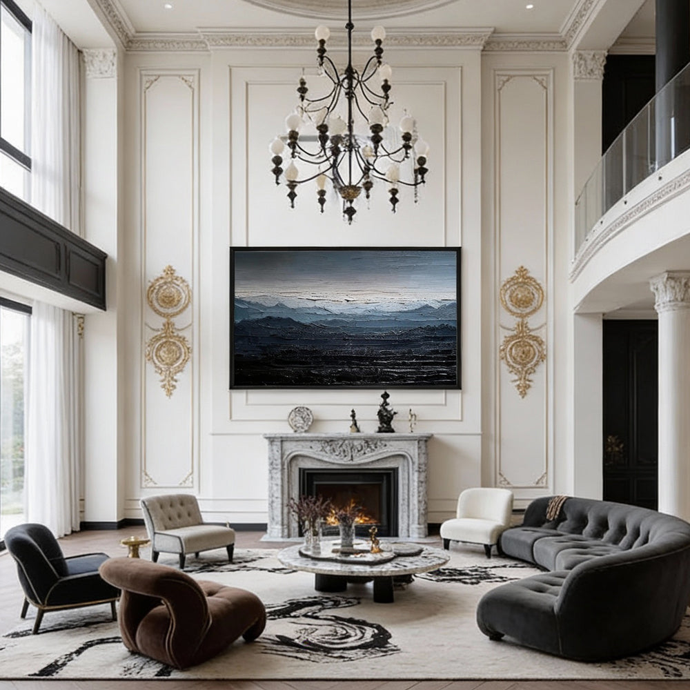 Silent Ridge – Modern Abstract Landscape Texture Painting, Handmade Oil Wall Art for Contemporary Interior Decoration