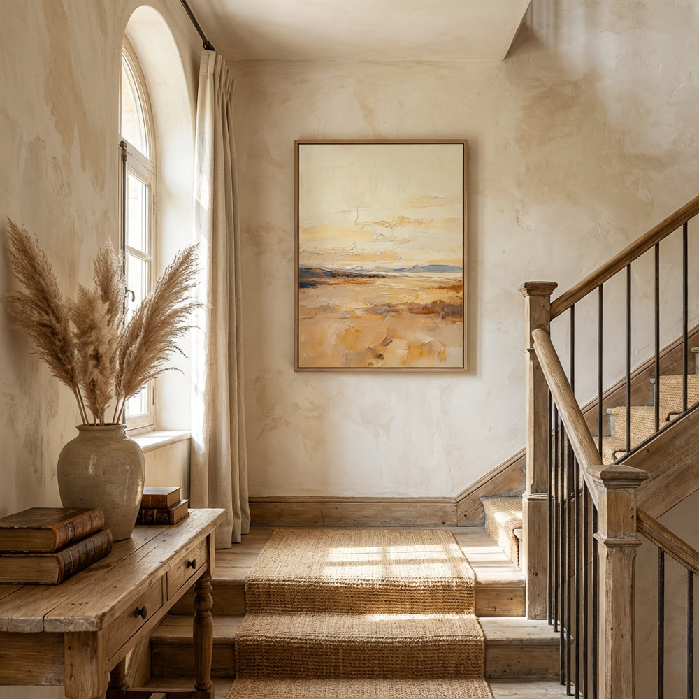 Golden Desert Horizon – Impressionist Style Landscape Handmade Painting