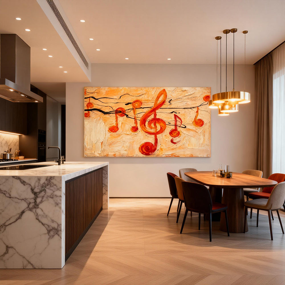 Musical Notes Theme Painting – Abstract Expressionist Style
