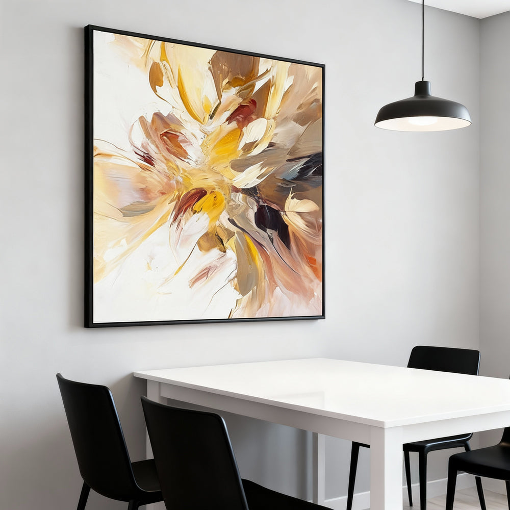Radiant Bloom – Modern Abstract Floral Style Handmade Oil Painting Wall Art