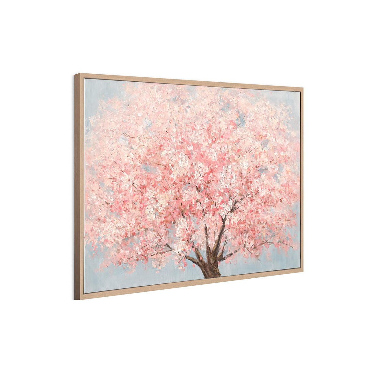 Hand-Painted Canvas Wall Art Pink Blossom Tree