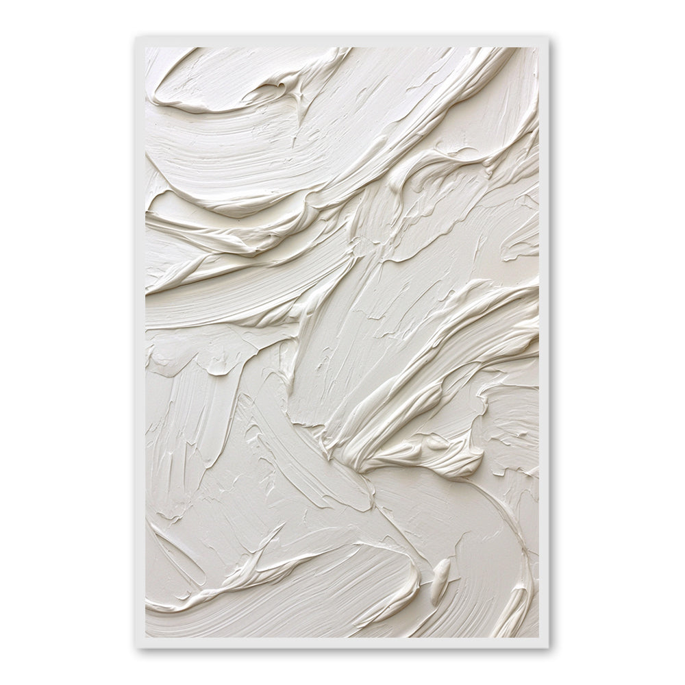 Abstract White Oil Painting, Textured Style, Wall Art