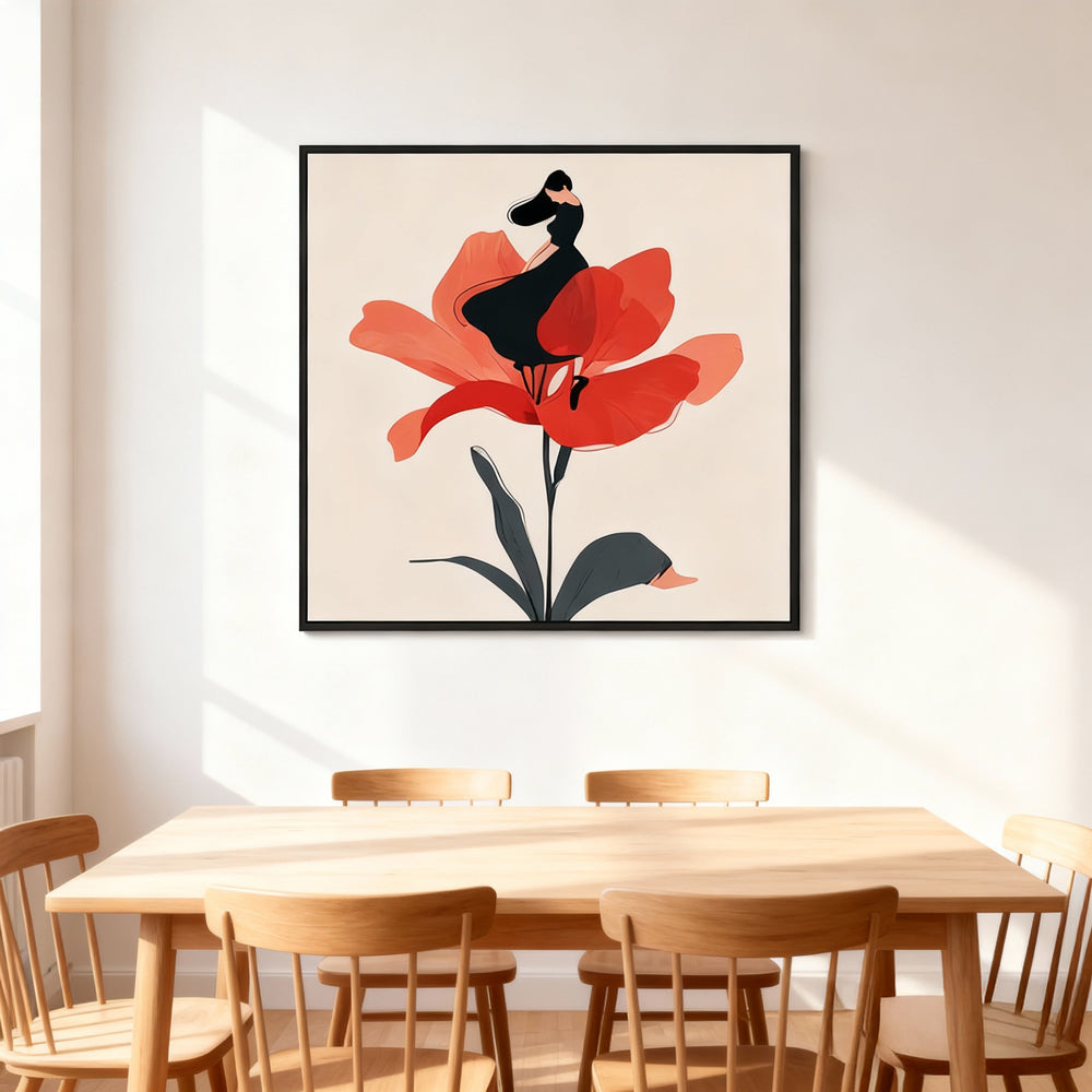 Blooming Grace – Modern Minimalist Figurative Floral Handmade Oil Painting Wall Art
