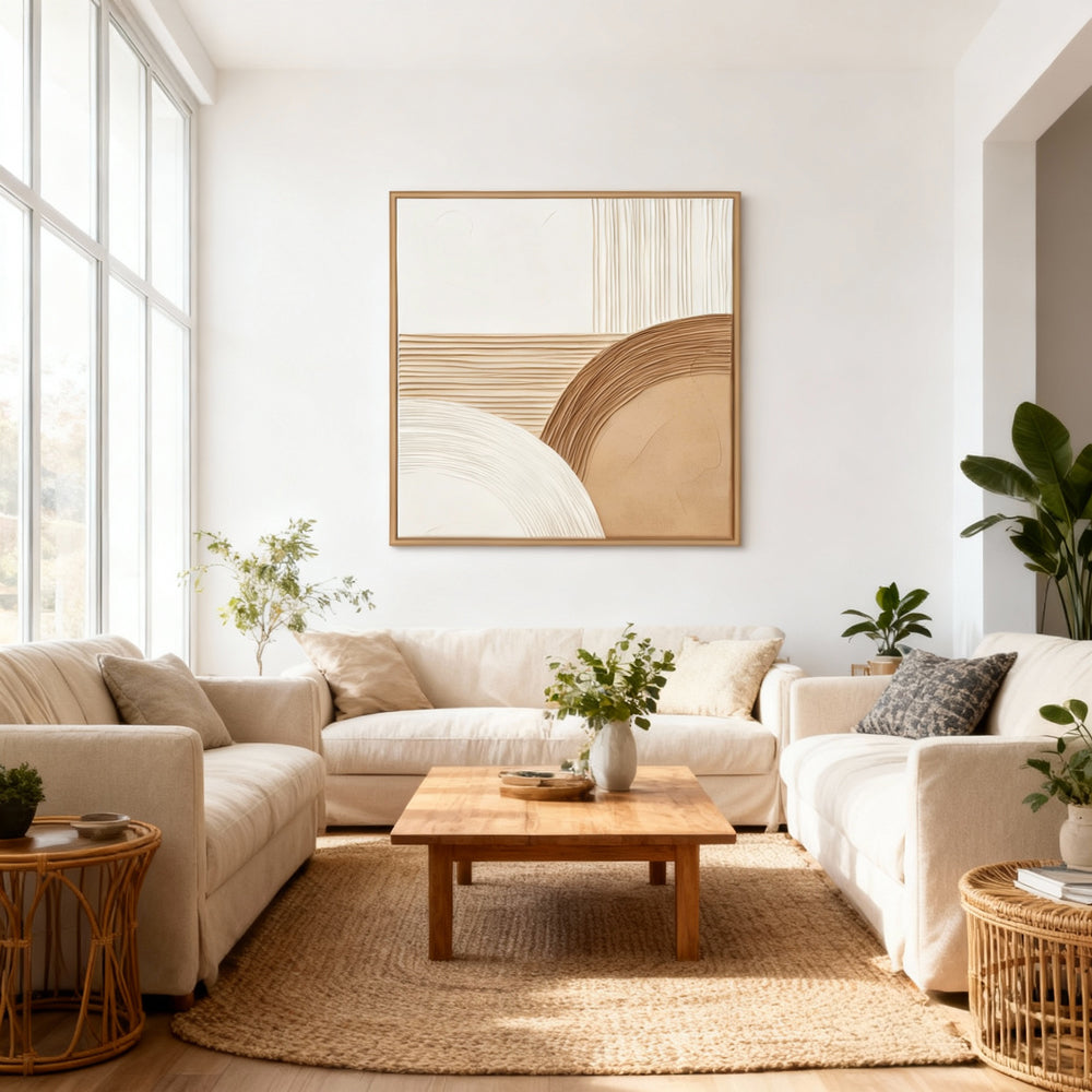 Geometric Serenity - Handcrafted Oil Painting, Abstract Wall Art