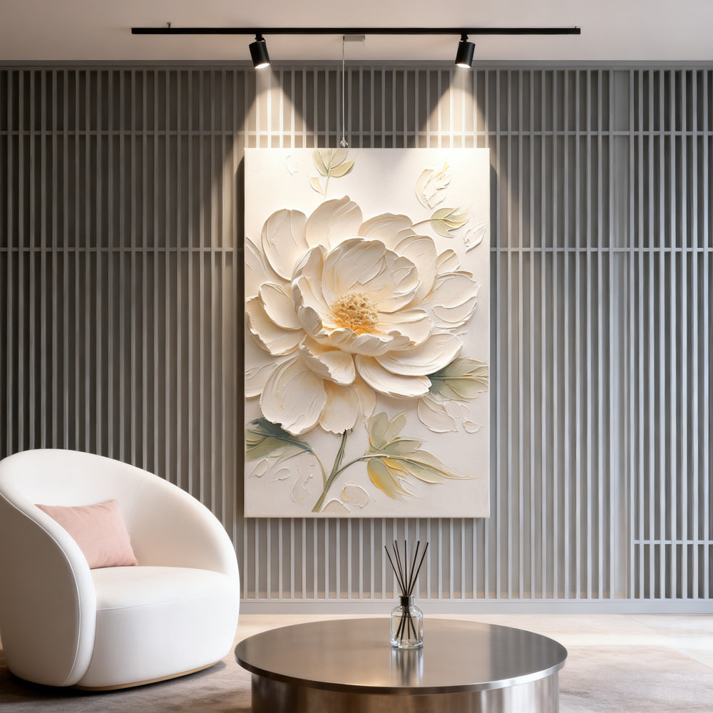 Elegant Blossom Texture Art – Impressionistic Floral Style Handmade Oil Painting Wall Art