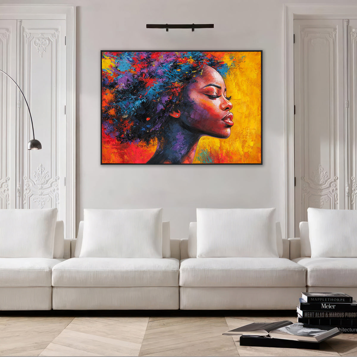 Vibrant Afro Beauty Handcrafted Oil Painting