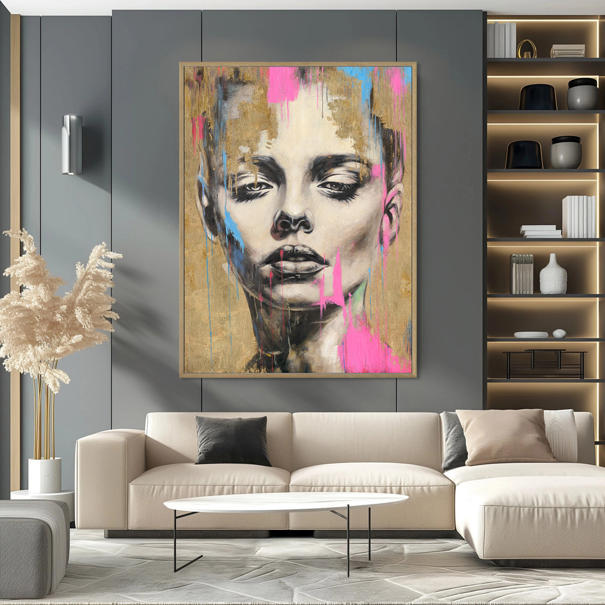 Handmade Abstract Portrait Painting Contemporary Face Art on Canvas