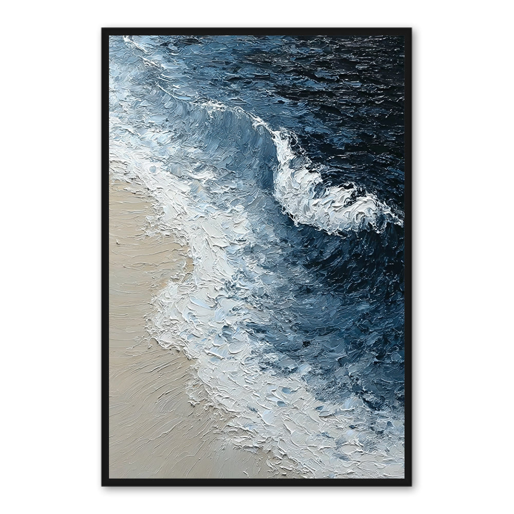 Tide Edge Motion | Contemporary Abstract Ocean Handmade Oil Painting Wall Art