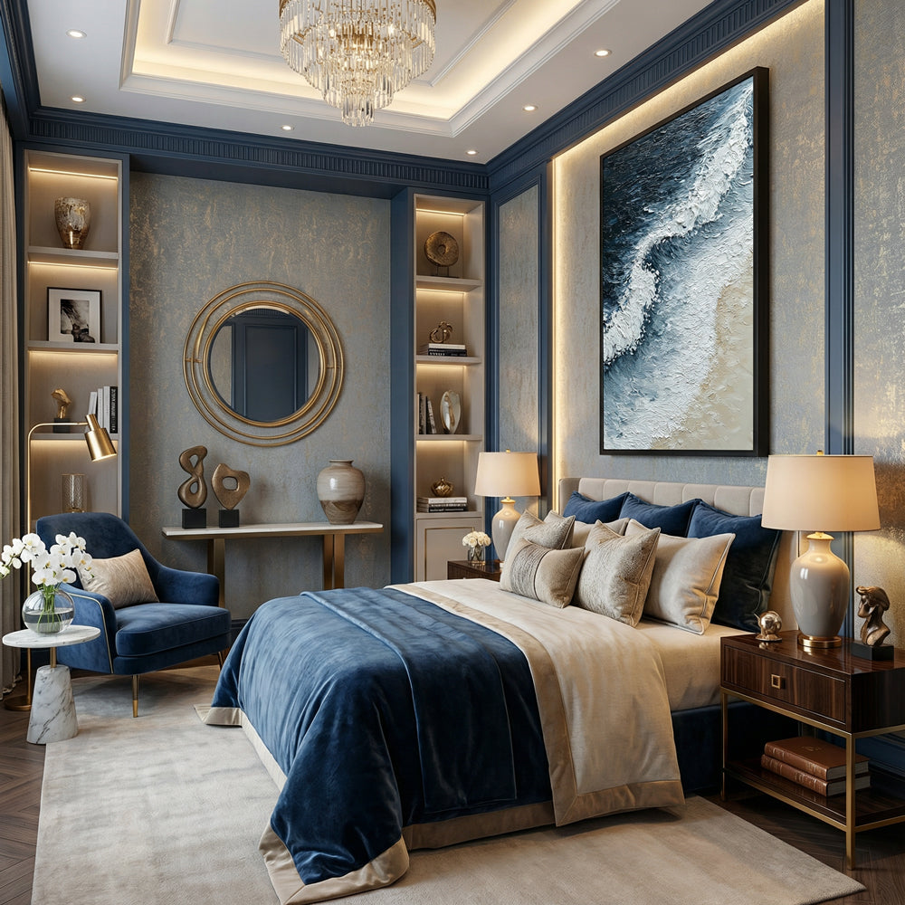 Shoreline Whisper | Modern Abstract Seascape Handmade Oil Painting Wall Art