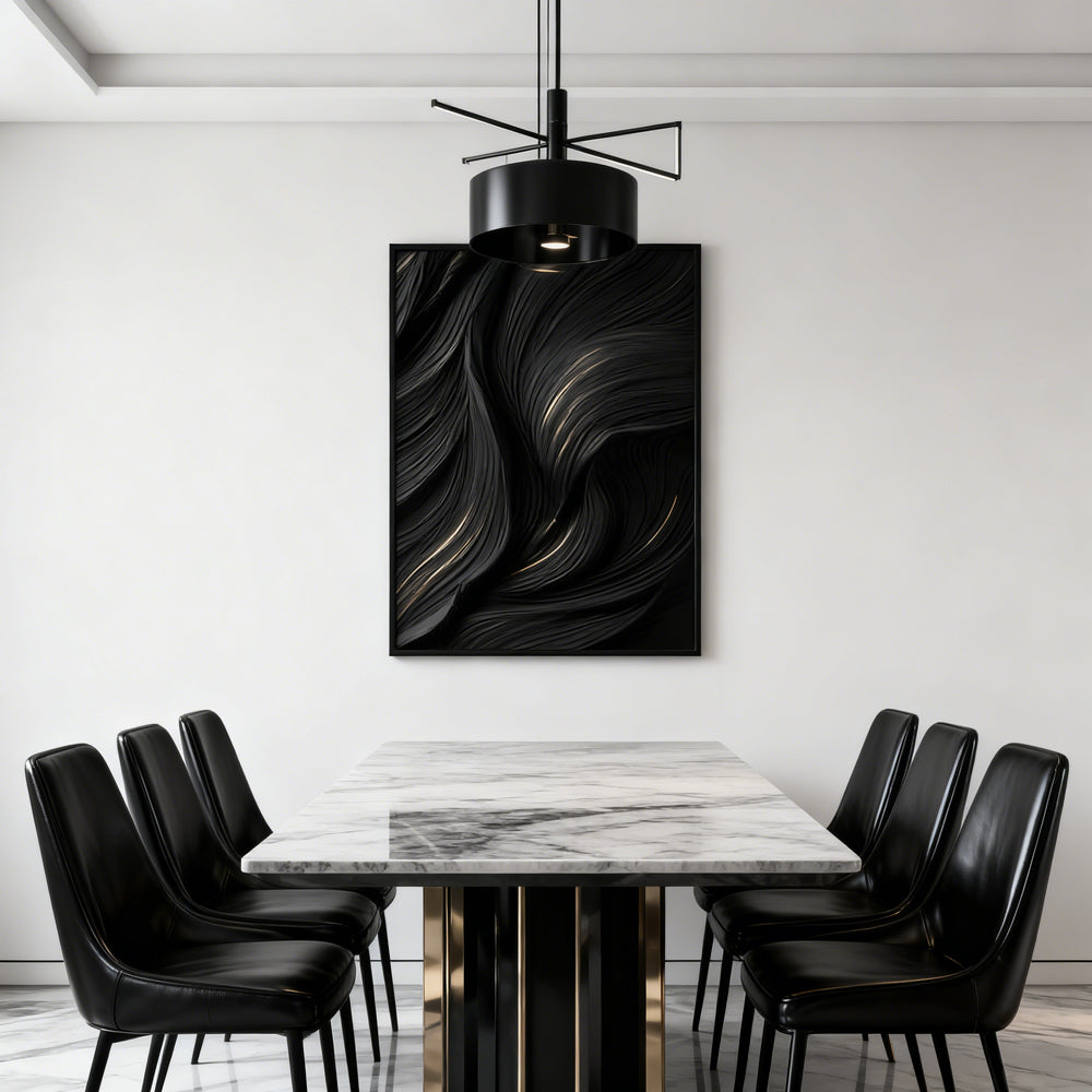 Black Flow Texture Theme Painting – Modern Abstract Style Handmade Texture Wall Art