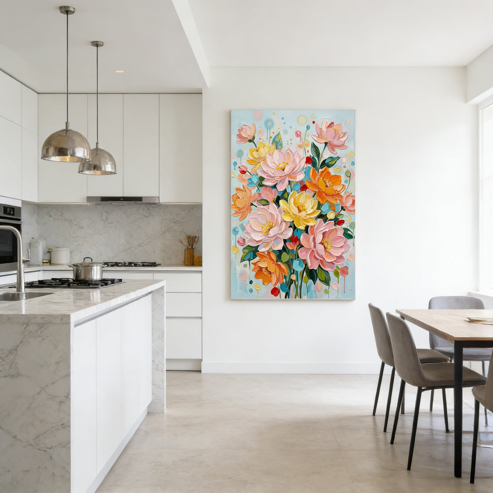 Garden Melody Bloom | Contemporary Abstract Floral Handmade Oil Painting Wall Art