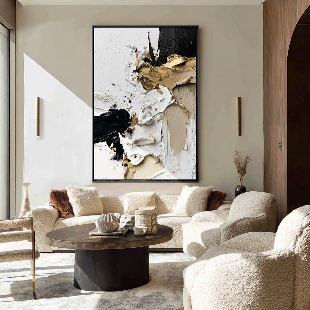 Handcrafted Painting Golden Whispers A Harmonious Dance of Texture and Light