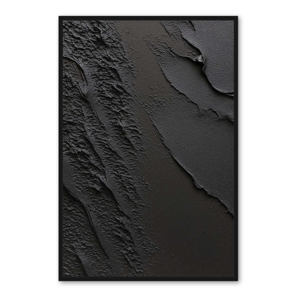 Black Terrain Texture Theme Painting – Minimalist Abstract Style Handmade Texture Wall Art