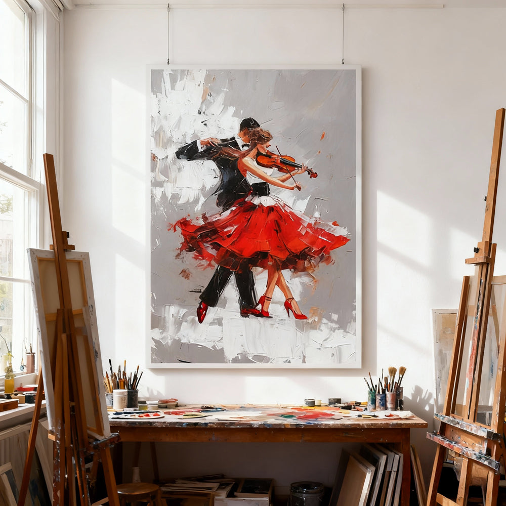 Dance of Passion – Modern Impressionist Style Handmade Oil Painting Wall Art