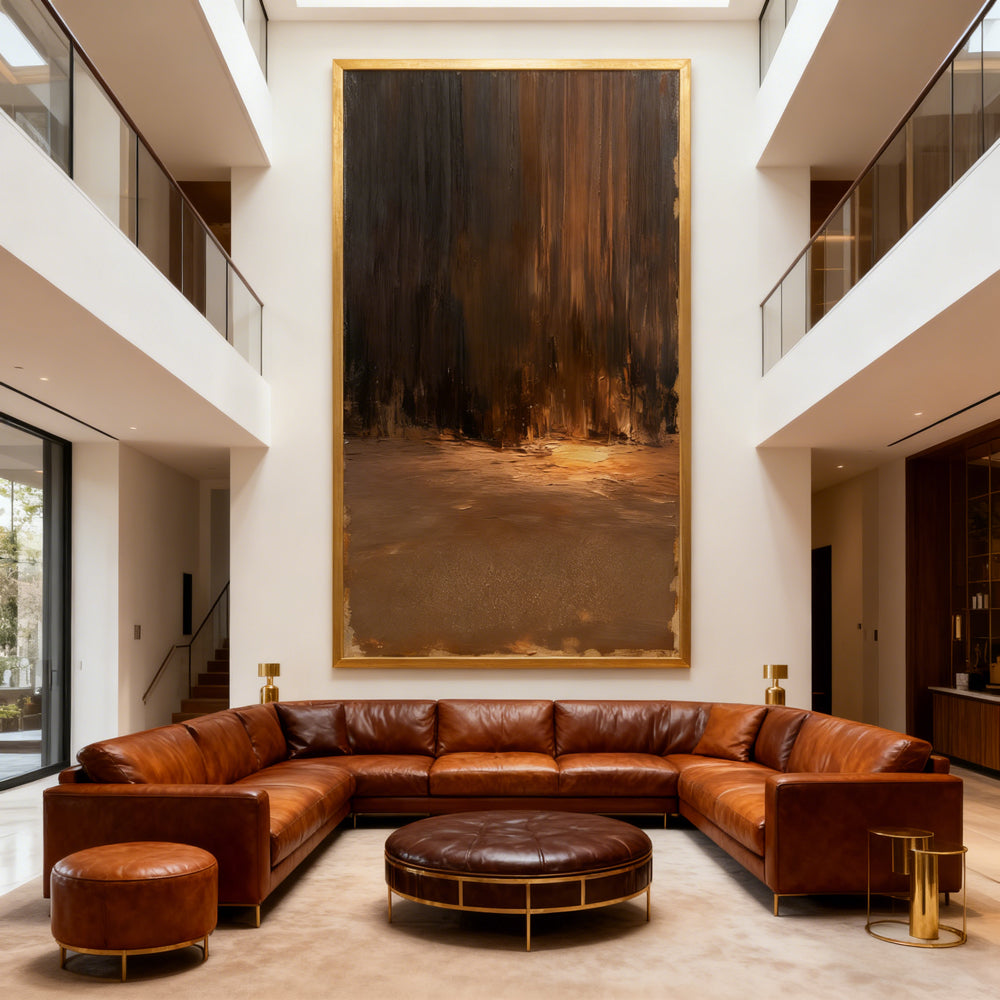 Golden Glow Forest – Abstract Texture Painting – Modern Wall Art