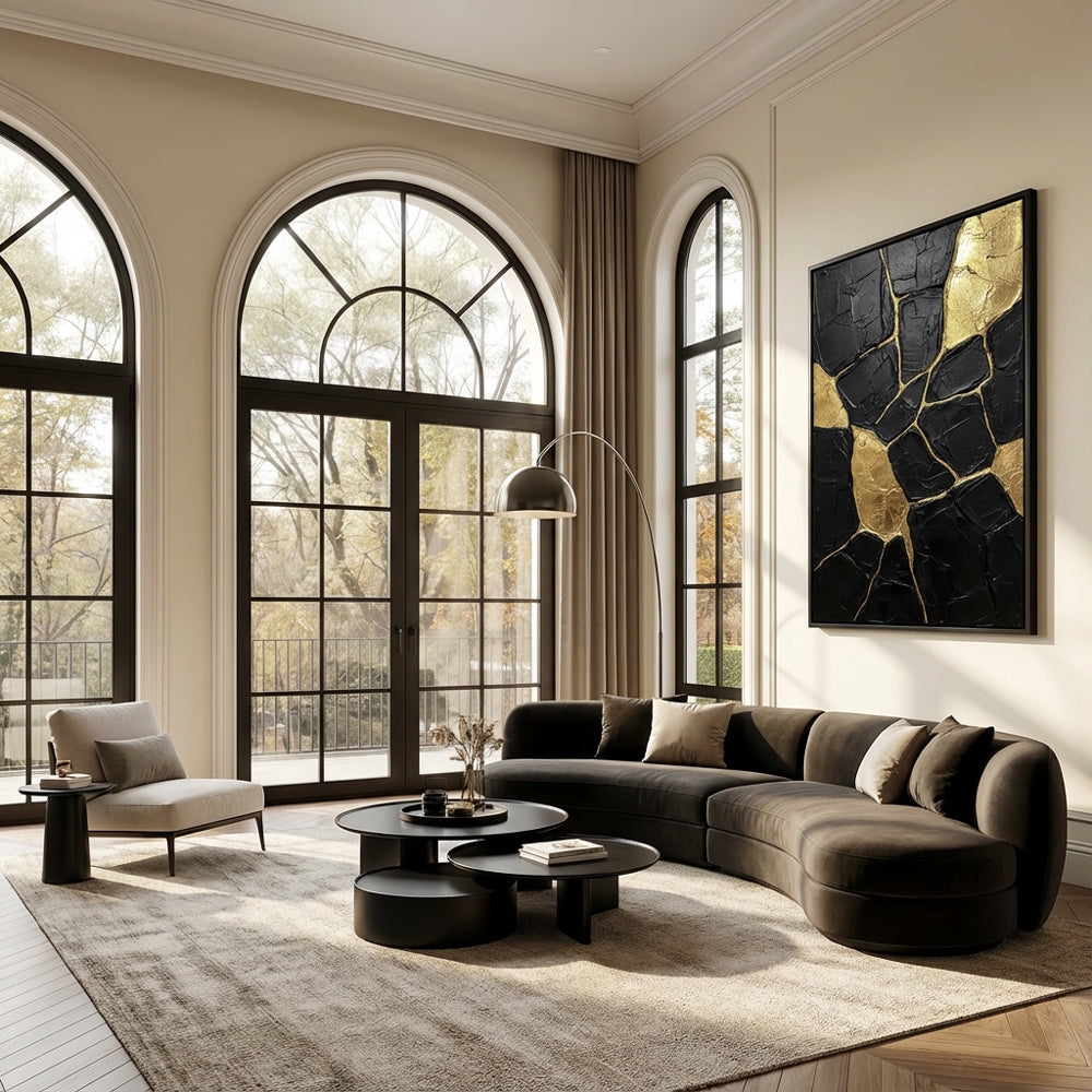 Golden Fracture Essence | Modern Abstract Texture Style Hand-Painted Oil Painting Wall Art