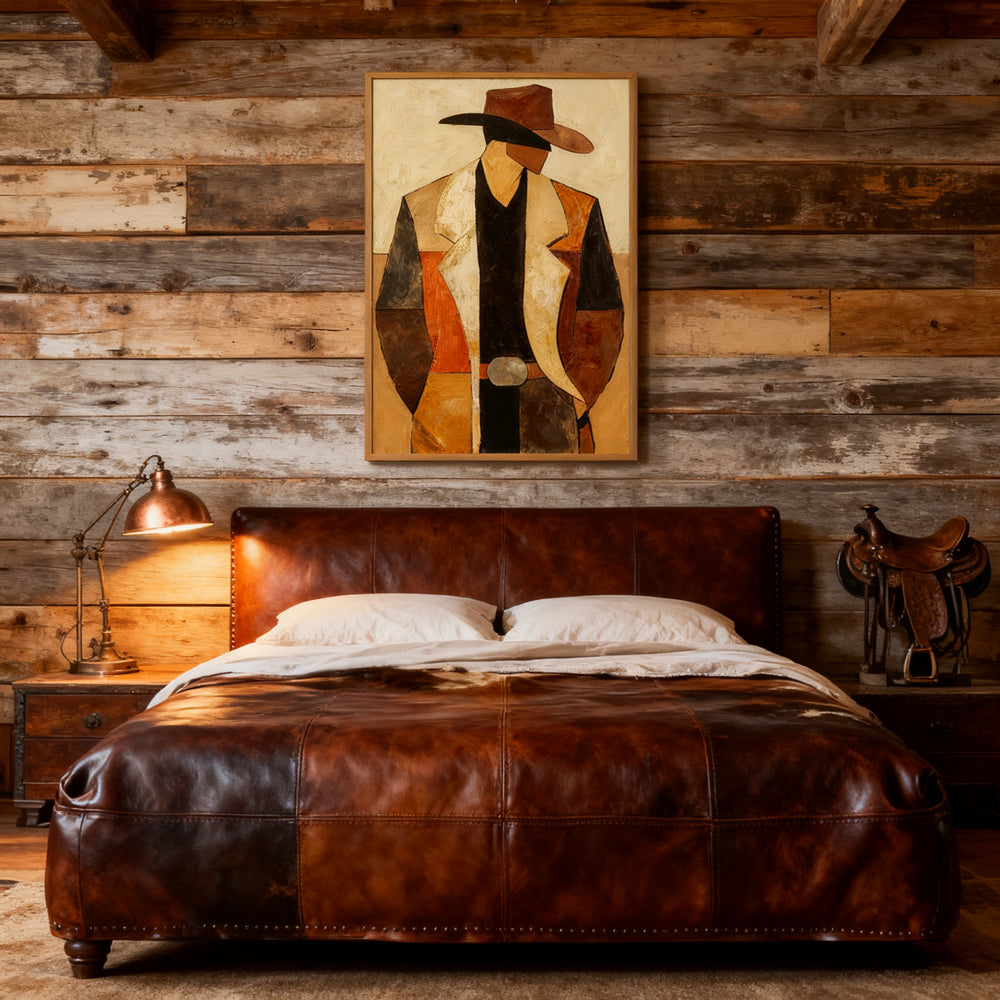 Western Cowboy Figure – Modern Abstract Figurative Handmade Oil Painting Wall Art