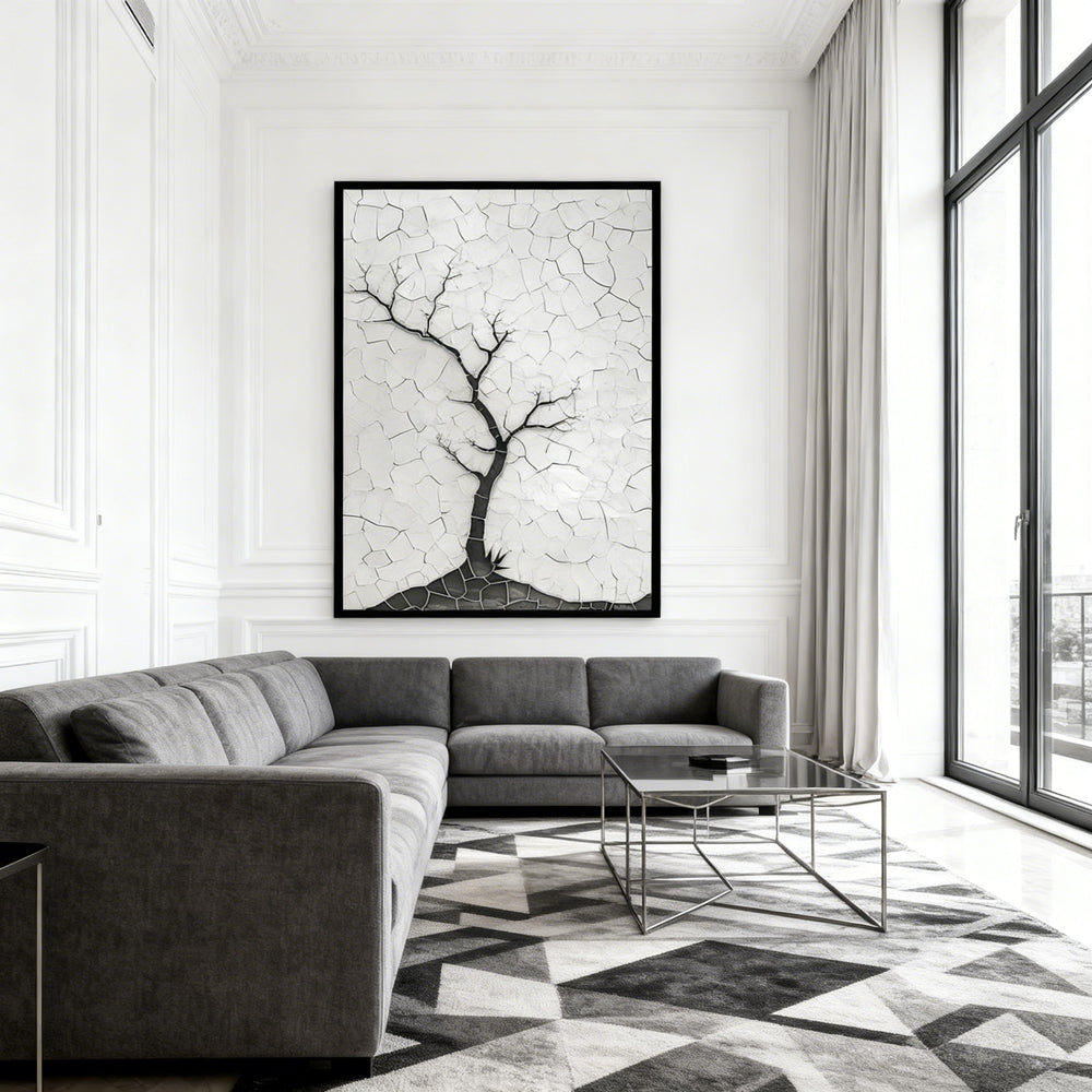 Solitary Tree Texture Art – Abstract Minimalism Wall Art