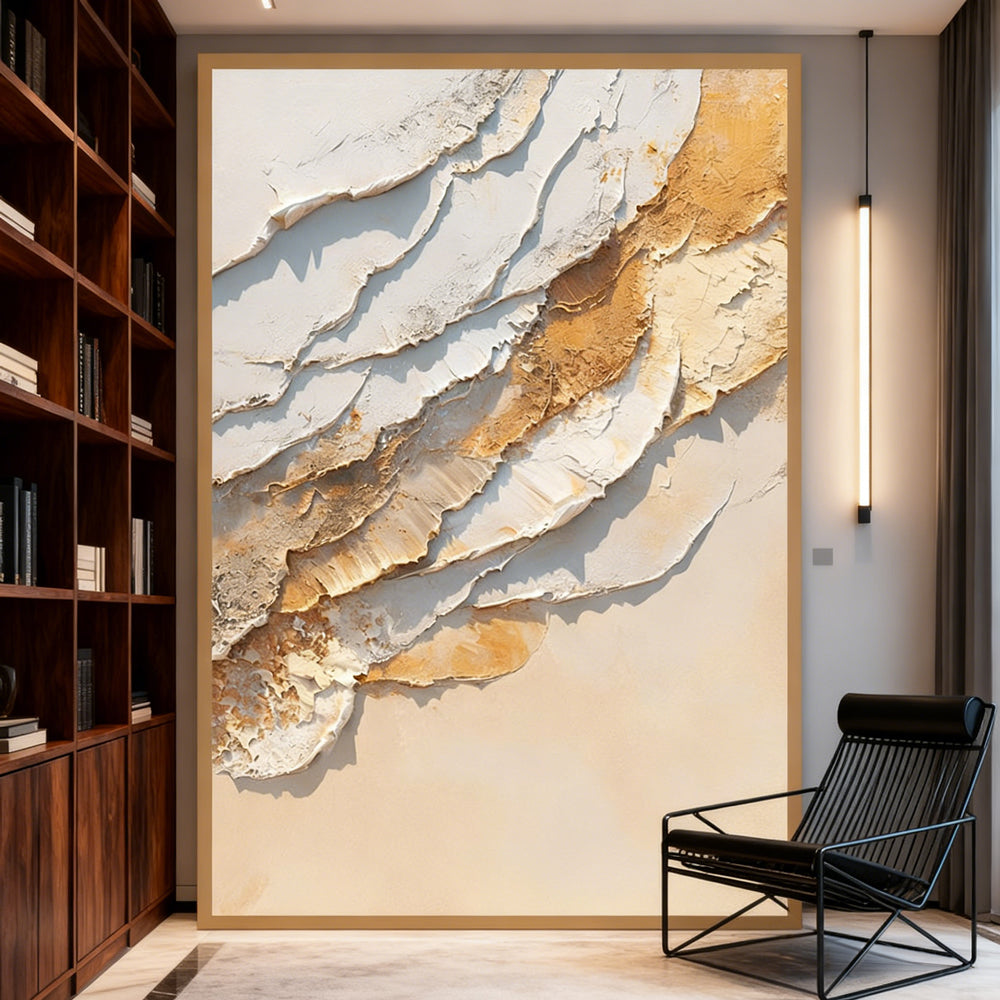 Golden Flow – Abstract Handcrafted Oil Painting