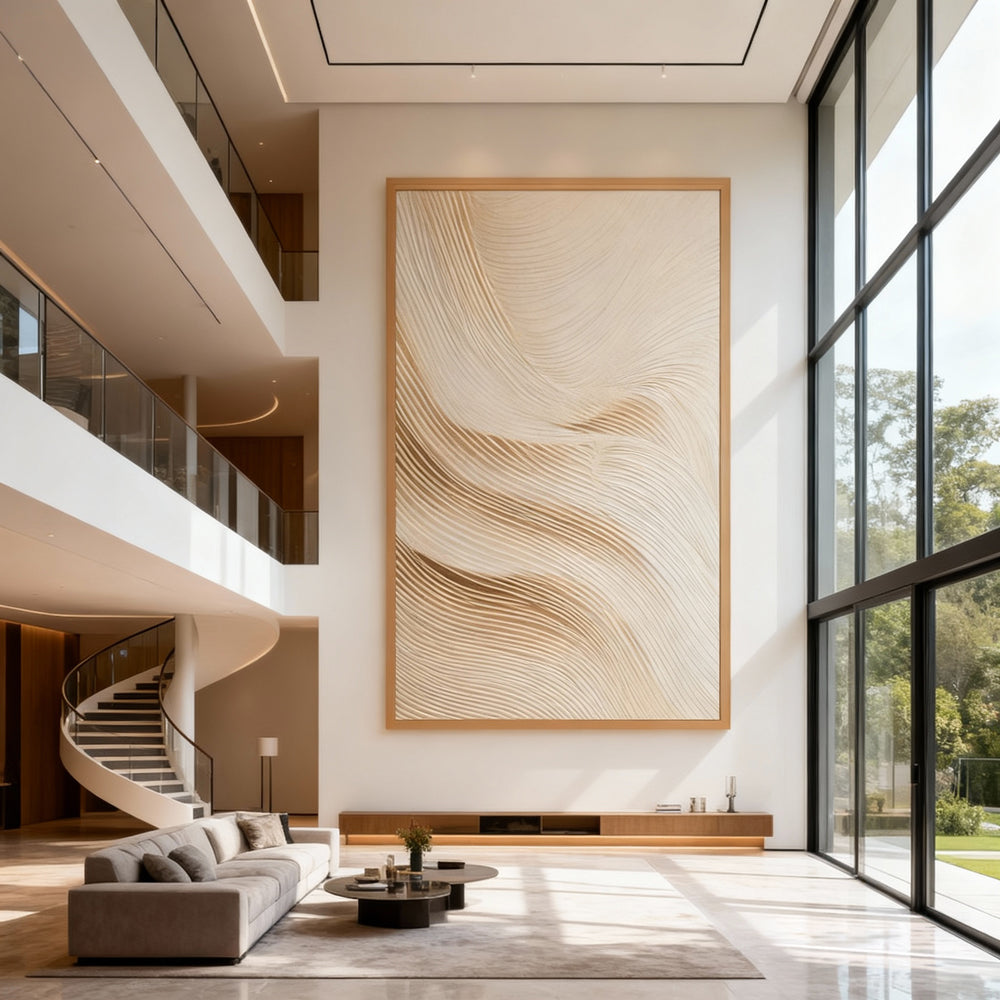 Whisper of Sand Lines – Minimalist Texture Style Wall Art Texture Paintings