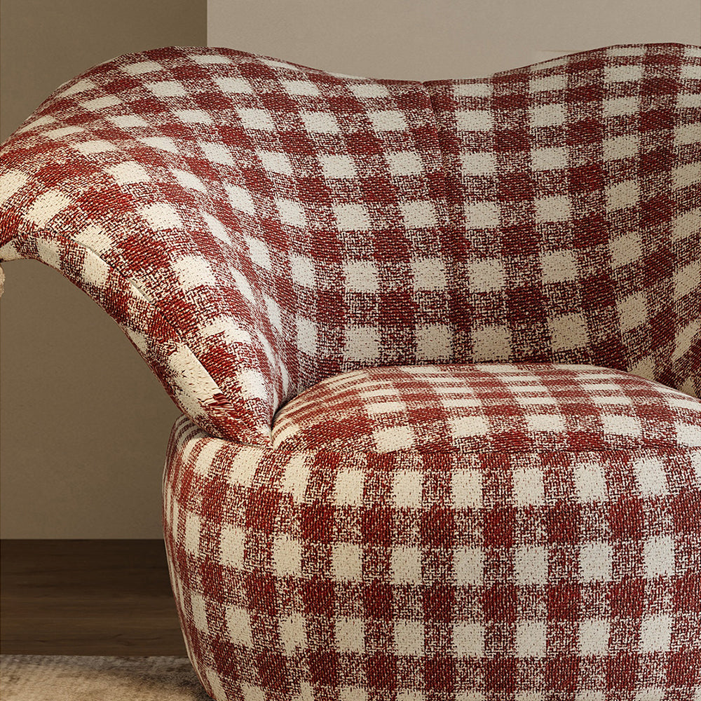Curved Wingback Jester Style Swivel Chair with Soft Textile Upholstery