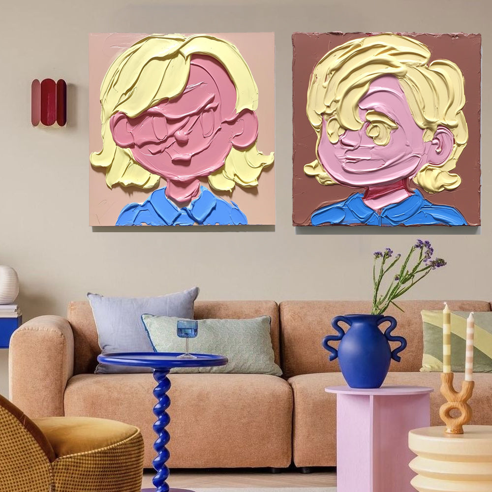 Playful Impasto Portrait A Girl’s Expression