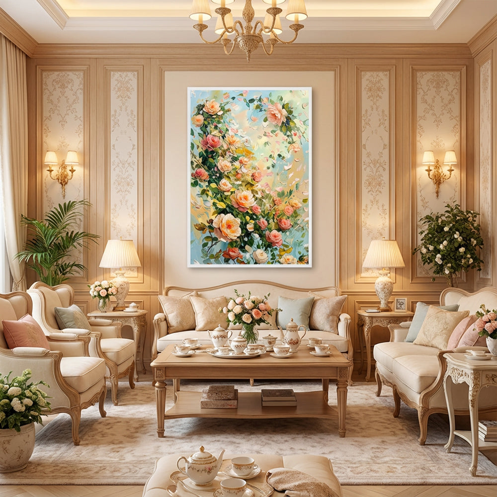 Blooming Whispers of Spring – Impressionist Floral Garden Oil-Style Artwork original oil painting