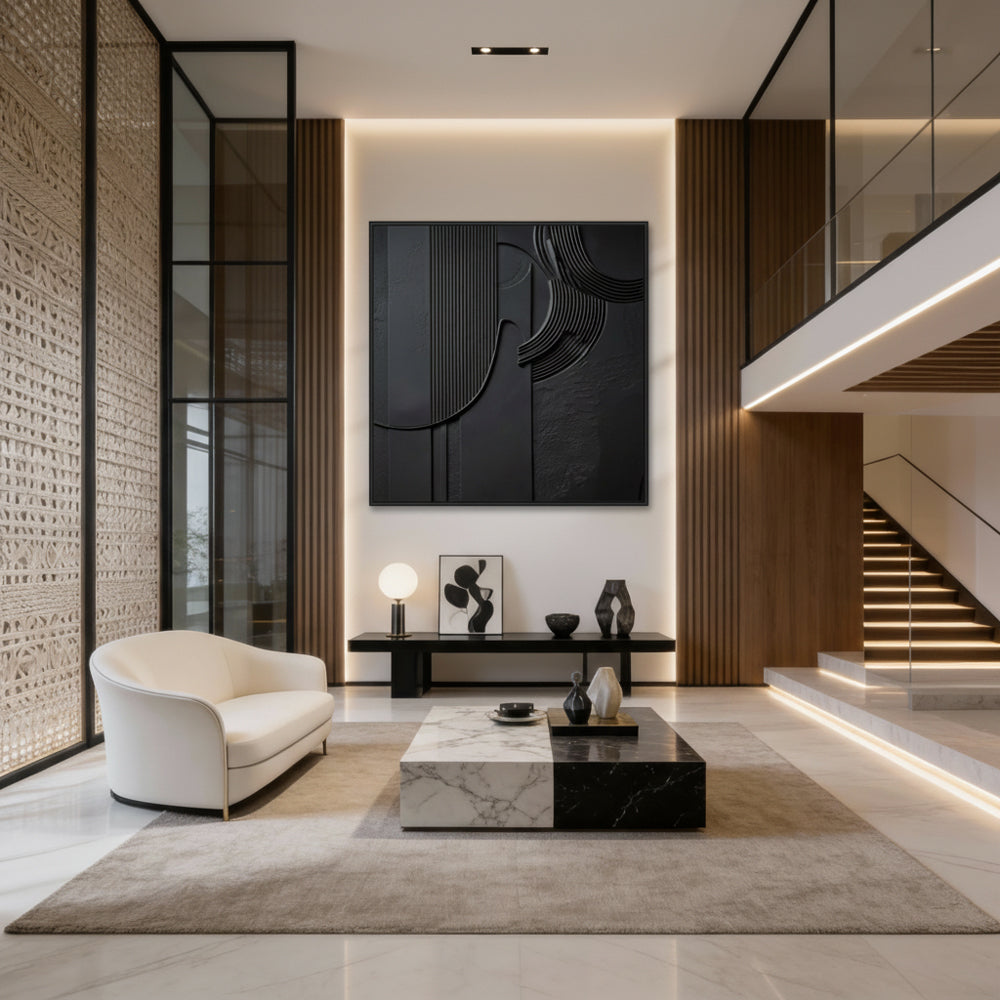 Obsidian Flow Handmade Painting-square canvas