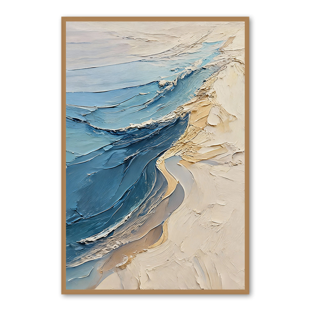 Coastal Serenity Texture Art – Abstract Seascape Style Handmade Oil Painting Wall Art