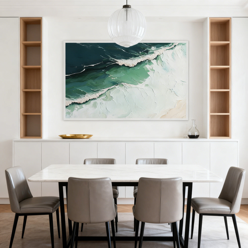 Ocean Waves Art Theme, Impasto Hand - made Oil Painting Texture Wall Art