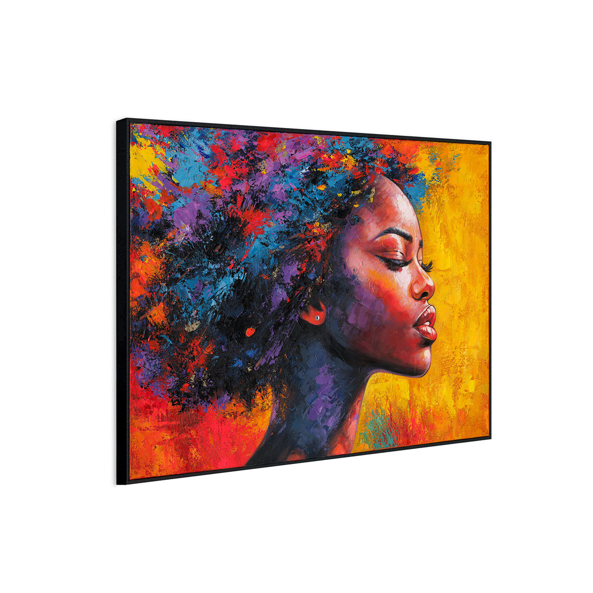 Vibrant Afro Beauty Handcrafted Oil Painting