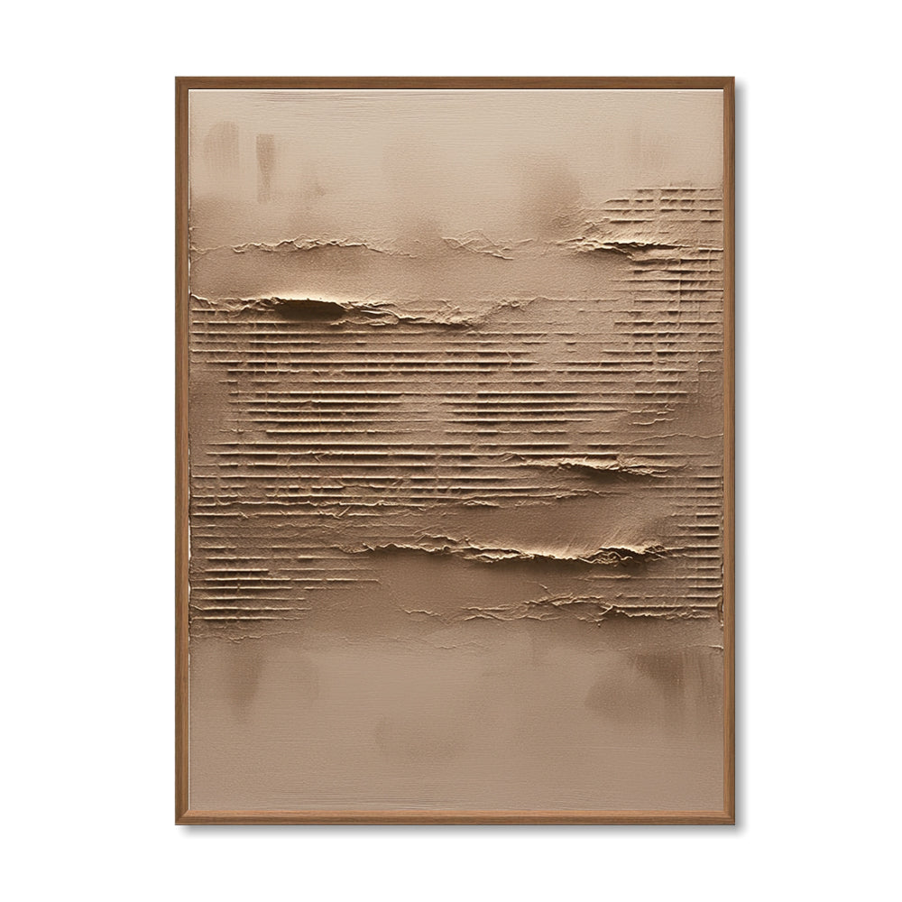 Dune Breathing – Organic Abstract Texture Painting in Sandy Beige Tones, Linear Flow Elements