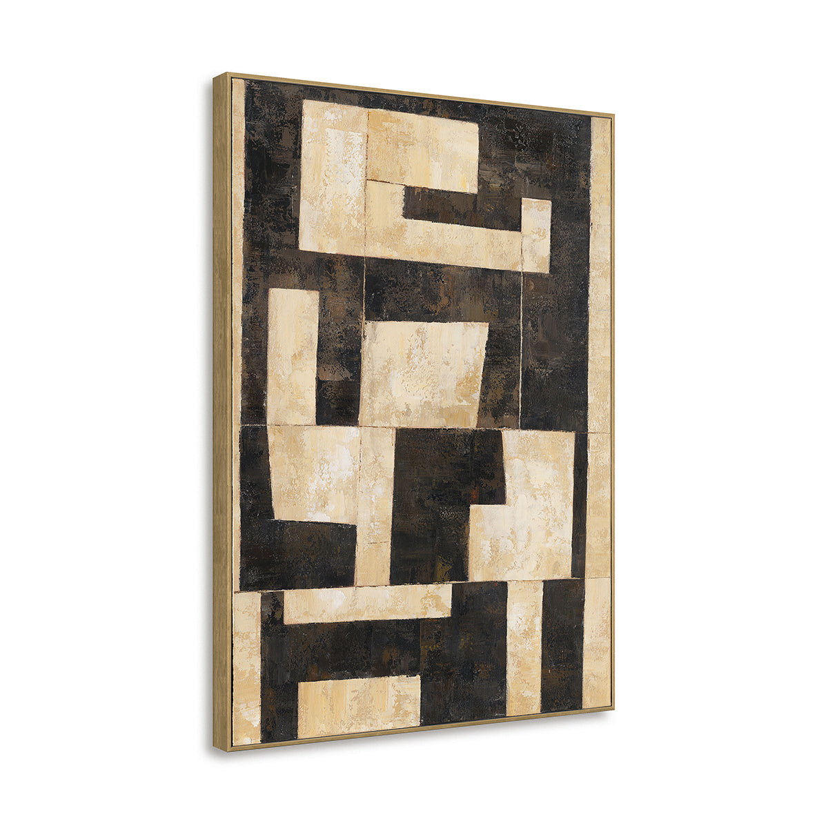 Handcrafted Painting Wall Art Textured Abstract Geometric Blocks