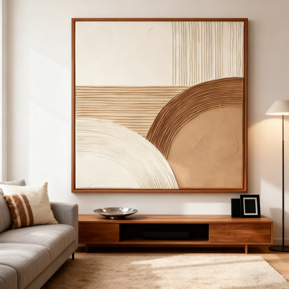 Geometric Serenity - Handcrafted Oil Painting, Abstract Wall Art