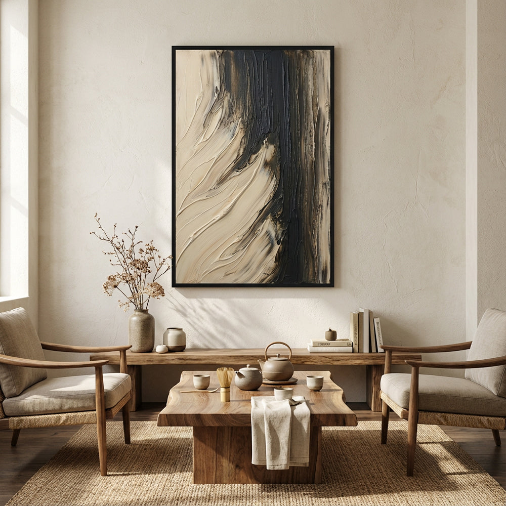 Earthbound Currents – Abstract Textured Organic Flow Oil-Style Artwork Handcrafted Oil Painting