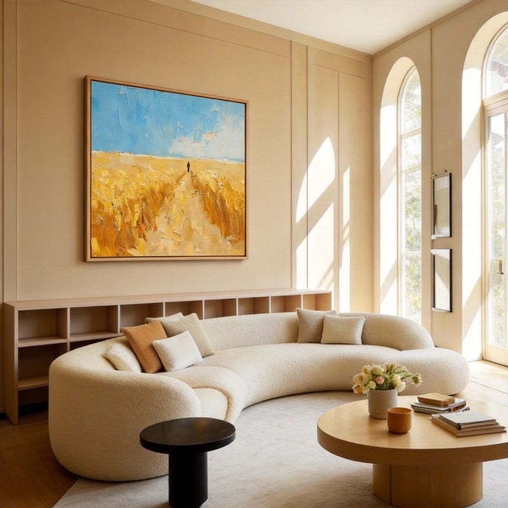 Path of Light – Impressionist Landscape Texture Painting, Handmade Oil Wall Art-square canvas