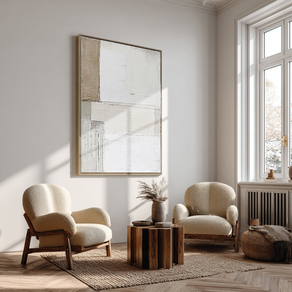 Layered Memories A Timeless Abstract Expression of Tranquil Elegance