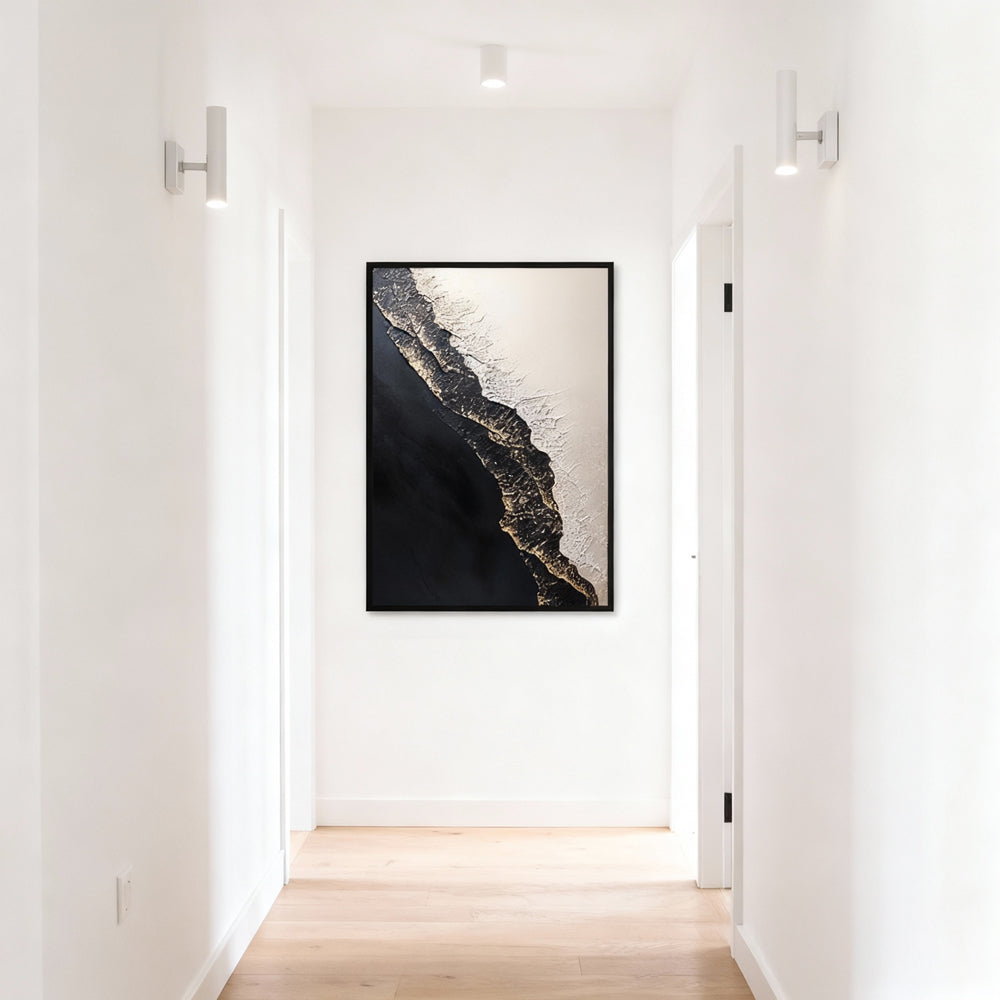 Gold Edge Terrain Theme Painting – Modern Abstract Style Handmade Texture Wall Art