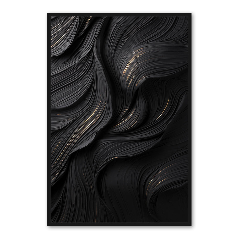 Black Flow Texture Theme Painting – Modern Abstract Style Handmade Texture Wall Art